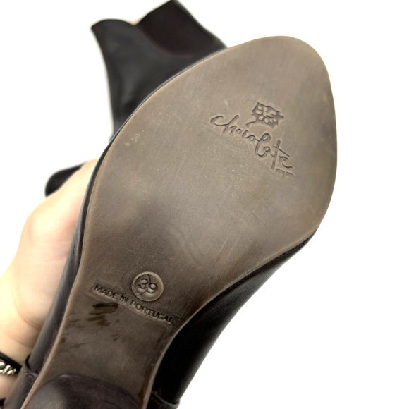 NEW Chocolate Negro Brown Genuine Leather Block Heel Chelsea Boot US8.5 EU39 - Picture 15 of 16